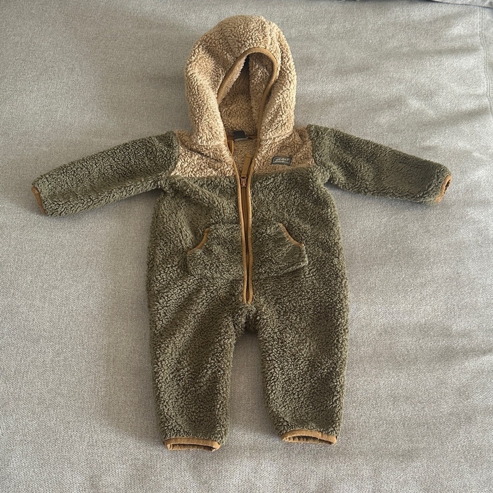 Eddie Bauer Olive and Beige Kids Footie